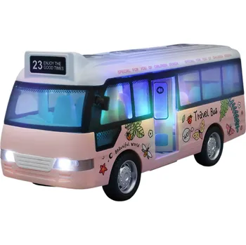 autíčko Model městského autobusu 1:64 15 x 6,5 x 5,2 cm Plastový autobus Dopravní prostředek Hračka pro děti Sběratelský model Autobus Dárek růžová