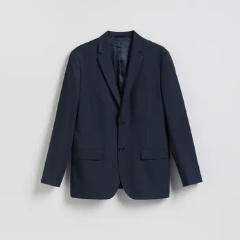 Reserved - Slim fit sako v mikro kostičce - tmavomodrá - YW009-59P - YW009-59P-56