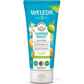 Sprchový gel WELEDA SUMMER BOOST Aroma Shower Fruity fresh sprchový gel, Lime+orange+cardamem 200 ml