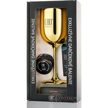 Kosmetika CBD VINCIT EXKLUZIVNÍ BALENÍ balzám 60 mg 6 ml + krém 300 mg 30 ml + kapky 10% 10 ml + sklenice,