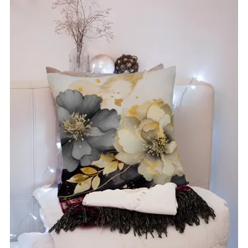 Povlak na polštářek Elegantní povlak na polštář s květinovým vzorem v šedých odstínech Šířka: 40 cm | Délka: 40 cm