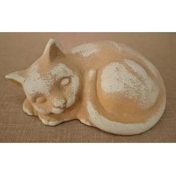 Zahradní dekorace Spící kočka světlá