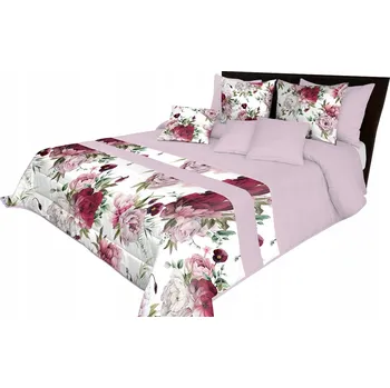 Přehoz na lůžko Přehoz na postel polyester 240 cm x 240 cm bílý, odstíny růžové