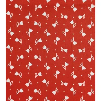 Bavlněná látka tulipánky na červené plátno 142 cm | RTex