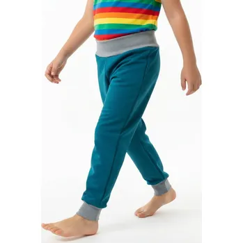 Chlapecké kalhoty Dětské softshellové kalhoty s fleecem, petrolejové s šedým nápletem (Pohodlné, nepromokavé a prodyšné kalhoty pro aktivní děti)