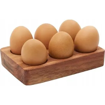 Servírovací tác DIKOM, dřevěný stojánek na vajíčka, 6 kusů (prolis na vejce)
