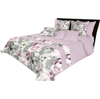 Přehoz na lůžko Přehoz na postel vícebarevný polyester 240x260 cm šedo-bílo-růžový