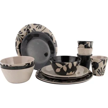 Kempingové nádobí Sada nádobí Bo-Camp Mix & Match 16 100% Melamine Barva: černá/béžová