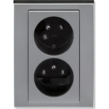 vypínač ABB Zásuvka dvojnásobná s ochr. kolíky, s clonkami, s natočenou dutinou (5513H-C02357 69W)