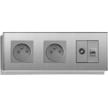 Elektrická zásuvka ELEKTRICKÁ ZÁSUVKA SKLENĚNÁ TROJITÁ TV/INTERNET RJ45 CAT 6