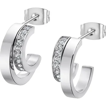 Náušnice Dámské ocelové půlkruhové náušnice se zirkony | Elegantní design | Kvalitní zpracování | Dámské naušnice | Dámské šperky | ROMERO chirurgická ocel, zirkony