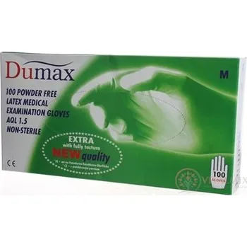 Pracovní rukavice Lalan DUMAX RUKAVICE latexové vyšetřovací nesterilní bez pudru, velikost M; 100ks