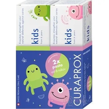 CURAPROX Kids 6+ dětská zubní pasta, příchuť MÁTA a MELOUN, 2x60 ml