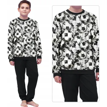 Chlapecké pyžamo CHLAPECKÉ PYŽAMO DLOUHÝ RUKÁV TEPLÉ HRUBÁ BAVLNA DÁREK FOTBAL 146