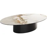 DELIFE Konferenční stolek Casilda 150x90 cm keramika Minas Melange bílá béžová středová podnož titanová povrchová úprava