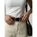 Sinsay - Pásek saffiano s kovovou přezkou a rytinou S’atelier - černá - 090IR-99X - 090IR-99X-XL