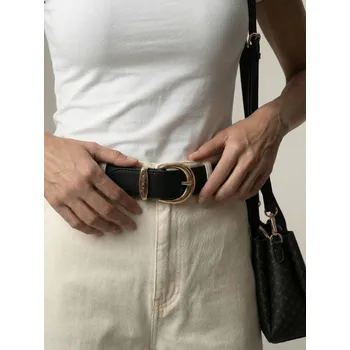 Opasek Sinsay - Pásek saffiano s kovovou přezkou a rytinou S’atelier - černá - 090IR-99X - 090IR-99X-XL