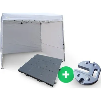 Zahradní stan Nůžkový Párty stan 3x3m ALU Premium 4ks plné bočnice + PLASTOVÁ PODLAHA 36ks+ ZÁVAŽÍ 4ks barva Černá