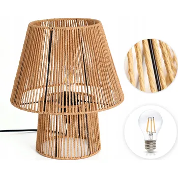 Lampička Sada Boho stolní lampa Šňůra a kov Noční + žárovka 7W E27 Teplá Barva
