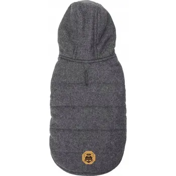 Obleček pro psa Zimní bunda pro psa s kapucí zateplená grafitová teplá vesta S