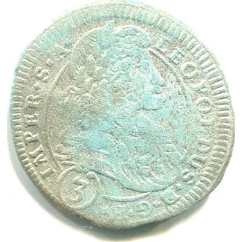 Leopold I. 3 Kreuzer 1696 / CK. Kutná Hora. Ag.