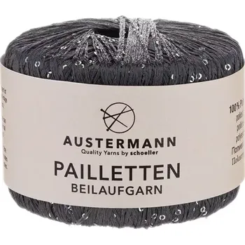 Příze Austermann Pailletten 2 Antracitová (Přípletová příze s flitry Pailletten Anthrazit)