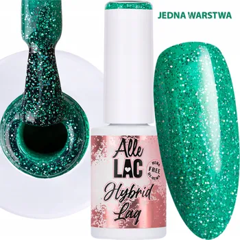 Lak na nehty Hybridní lak ALLELAC 6g LED/UV Gel Polish Green Emerald Spark Zelený smaragdový