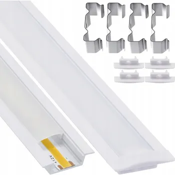 LED osvětlení BERGE LED hliníkový profil zapuštěný 2m bílý - sada -31-B-M-2M