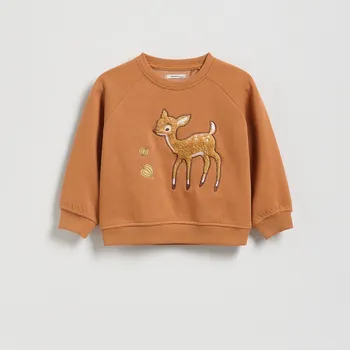 Dívčí mikina Reserved - Mikina s aplikací - zlatavá hnědá - 340FA-82X - 340FA-82X-98