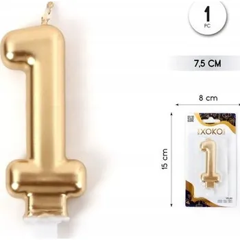 Dortová svíčka Zlatá svíčka číslice 1 - dekorace na narozeninový dort