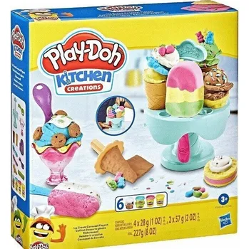 Modelovací hmota Modelína Hasbro Kolotoč se zmrzlinou, 6 tub, Věk 3+