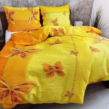Povlečení Krepové povlečení 140x200 Motýl žlutý II.jakost Zapínání: zip