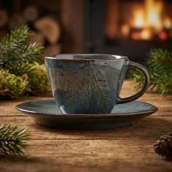 Keramický šálek s podšálkem ALTOM DESIGN Reactive Borový les 220 ml