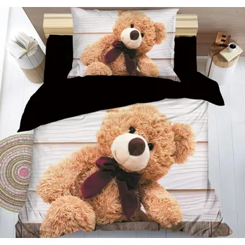 Povlečení 3D povlečení MEDVÍDEK S MAŠLÍ krémové, 140x200 + 70x90, mikrovlákno, 135 g/m2