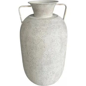 Váza VELKÁ KOVOVÁ BÍLÁ VÁZA VINTAGE 58,5 CM