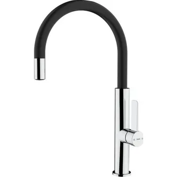 Domácí spotřebič ModernÃ­ kuchyÅˆskÃ¡ baterie s vysokÃ½m vÃ½tokem v elegantnÃ­m ÄernÃ©m chromovÃ©m provedenÃ­ s otoÄnÃ½m vÃ½tokem o 360Â°, integrovanÃ½m perlÃ¡torem proti usazovÃ¡nÃ­ vodnÃ­ho kamene a keramickou kartuÅ¡Ã­, kterÃ¡ kombinuje eleganci s pÅ™esnÃ½m ovlÃ¡dÃ¡n