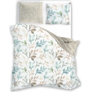 Povlečení Bavlněné saténové povlečení Milagro Verde 018 160x200 cm + 2x 70x80 cm bílé/béžové