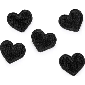 Nažehlovačka Srdíčko černé větší (Vyšívaná nažehlovačka srdíčko)