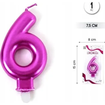 Dortová svíčka Narozeninová svíčka číslice 6 - růžová dekorace na dort