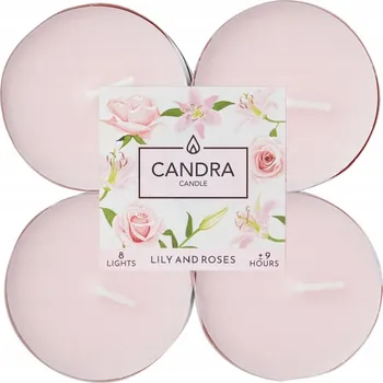 Svíčka Velké Tealight Svíčky Vonné Čajové Svíčky Candra Lily And Rose 8 ks 9 h