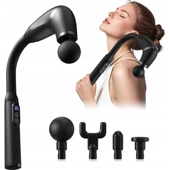 Masážní přístroj Masážní Přístroj vibrační pro masáž zad a těla, sada 4 hlavic, bezdrátový, LCD
