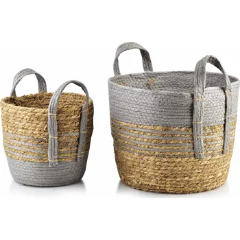 Úložný box Sada dvou košů Bali z mořské trávy hnědá/šedá