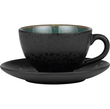 Šálek s podšálkem 220 ml, černá / zelená, Bitz - doprava zdarma od 2999 Kč