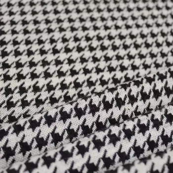 Merino Kohoutí stopa černá a krém (E) 0,95m/ks (Hebké merino oboulic )