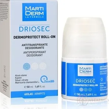 MartiDerm DRIOSEC DERMOPROTECT ROLL-ON antiperspirant s deodoračním účinkem, pro věštky typy pleti 50 ml
