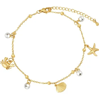 Šperk Pozlacený řetízek na nohu Alicante z chirurgické oceli KMM4485A