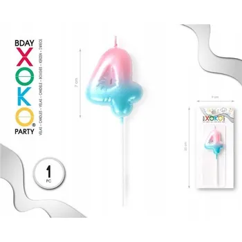 Dortová svíčka Svíčka číslice 4 – dekorace na dort