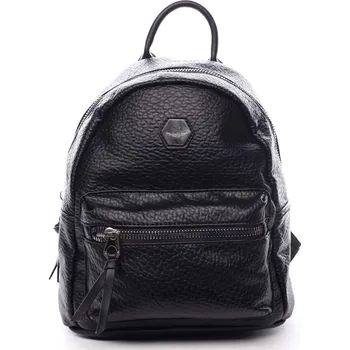 Městský batoh Menší koženkový batůžek Anselmo černá