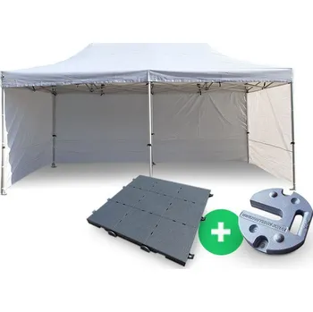 Zahradní stan Nůžkový Párty stan 3x6m ALU Premium 4ks plné bočnice + PLASTOVÁ PODLAHA 72ks + ZÁVAŽÍ 6ks barva Černá