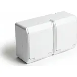 GALATEA IP44 Zásuvka 2x 2P+PE, 2-násobná vodorovná (bílá)